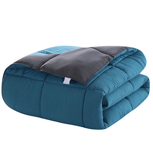 QZY Bettdecke 150x220 cm - Quilted Steppbettdecke antiallergisch für Allergiker 100% Microfaser Ganjahresdecke Bettdecke Double Face Blau/Grau - Image 4
