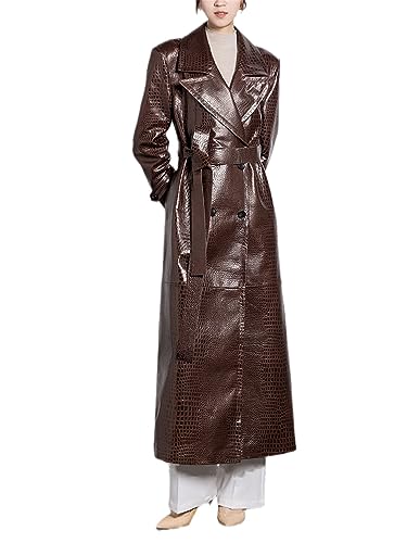 Ownwfeat Women’S Faux PU Leather Jacket Pu Leather Trench Coat