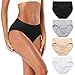 Molasus Women's 100% Cotton Underwear High Cut Briefs Panties Ladies Latex Free Breathable Underpants 4 Pack Multicolored Medium(6)