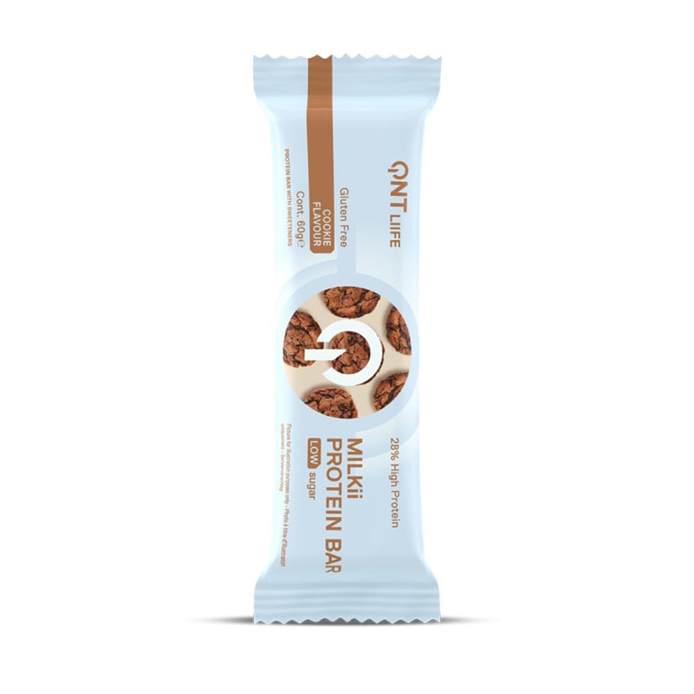 QNT - Barretta Proteica Milkii (60 G) - Barrette proteiche - Barretta proteica e a basso contenuto di zucchero - Biscotti