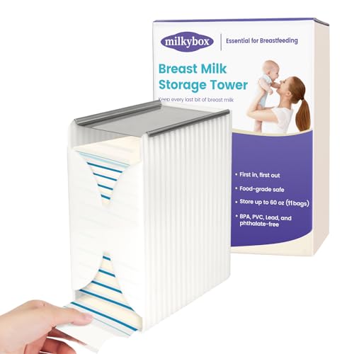 Image of Freeze Organizer and Tower for Breastmilk Storage Bags, Milkybox First-in First-Out Container Storing System with Quick-Freeze Tray to Freezing Breastmilk, Reusable and Breastfeeding Essentials