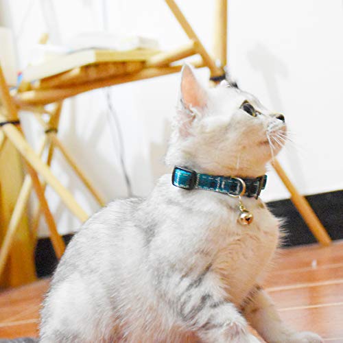 Image of Breakaway cat Collars with Bell, Set of 3, Durable & Safe Cute Kitten Collars Safety Adjustable Kitty Collar for Cat Puppy 7.5-11in (Green,Cyan,Black)