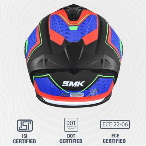 Image of SMK Typhoon RD1 ISI ECE & DOT Certified Full Face Dual Visor Helmet for Men and Women with Pinlock Fitted Clear Visor and Inner Sun Visor ( MATT Black - MA235 - XS )