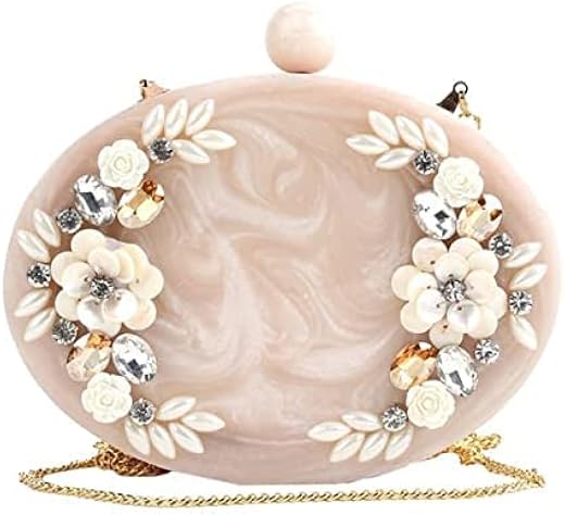 BIH Clutch Bag Hand Bag Acrylic Clutches for Women Bridal Clutches for Wedding Celebrities Party Evening Marble Purse Flor...