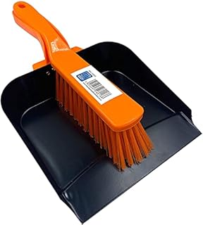 Metal Dustpan and Brush Heavy Duty  Strong Steel Large Dustpan and Brush Set, Synthetic Soft Hand Brush and Pan for Home and Indoor Cleaning (Metal Dustpan and Soft Brush)