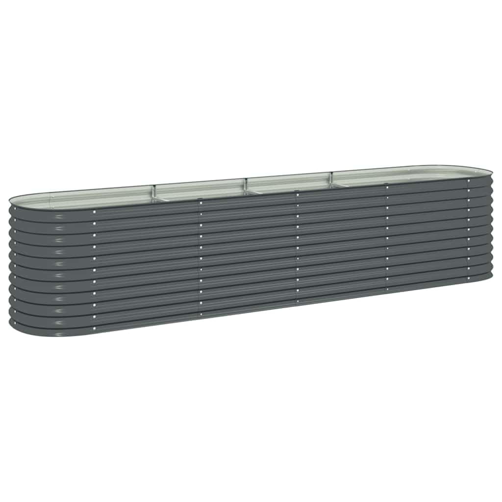 Letto Rialzato Giardino 400x80x81 cm in Acciaio Zincato Grigio, Vaso Rettangolare Grande per Orto, Fioriera da Esterno per Piante, Verdure, Erbe e Fiori