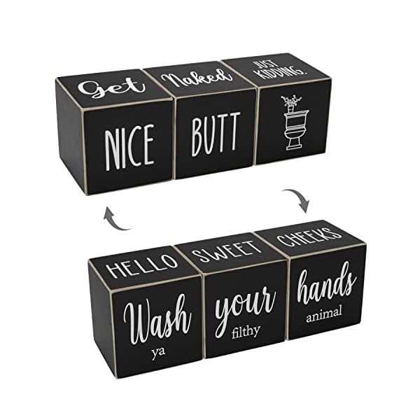 Farmhouse bathroom decorcute funny bathroom signs4 sides nice buttget nakedhello sweet cheekswash your hands wooden rustic black bathroom decor for shelfrestroom decorations28  urban country home decor