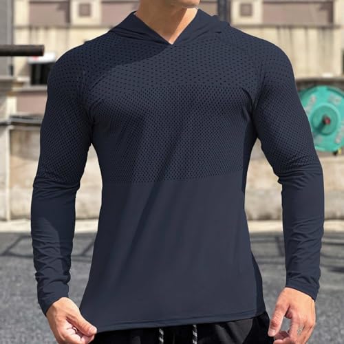 Breathable Athletic Hoodies for Men Stretch Cooling Long Sleeve Quick Dry Lightweight Sun Protection Compression T-Shirt2