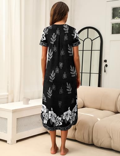 Ekouaer Moo Moos for Women House Dress Long Nightgown Flora Print Mumus Dress S-4XL4