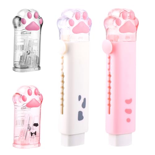 HJZHII 4 Pcs Cute Cat Pencils Sharpener Erasers Set, Kawaii School Supplies