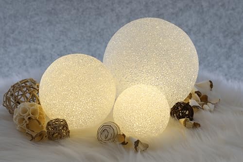 mucHome 3er Set LED Kugeln Soft Ø 6/8 und 10cm warmweiße LED An-/Ausschalter inkl. 3X LR44 Batterien Weihnachtsbeleuchtung Weihnachten Dekokugeln Lichtkugeln