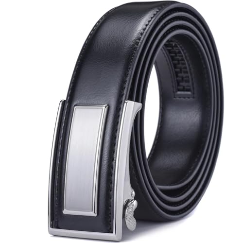 Men's Leather Ratchet Dress Belt With Adjustable Automatic Sliding Buckle 14Kdsl-Bk 110cm2