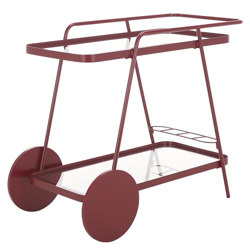 Safavieh Zunia Red & Glass 2-Tier Kitchen Cart