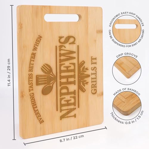 Tabla de cortar rectangular de bambú con ranura para jugo miniatura 3