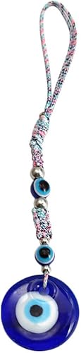 KESYOO Llavero de ojo turco para colgar en el automóvil, adornos para colgar en el auto, color azul turco, dije de ojo malvado, llavero, adorno