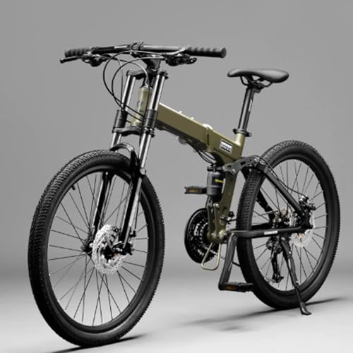 KIBONCY Bicicleta de montaña Plegable de Cola Blanda, Bicicleta de montaña Todoterreno de aleación de Aluminio for Adultos y jóvenes de 24 velocidades con suspensión y Engranajes(C,26-Inch)
