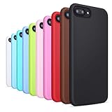 Costyle 10 Pack Candy Color Slim Thin Matte Frosted Soft TPU Silicone Case Cover Skin Compatible for iPhone 7 Plus 8 Plus 5.5 inch- Black Brown Red Rose Pink Green Light Purple Teal Sky Blue White