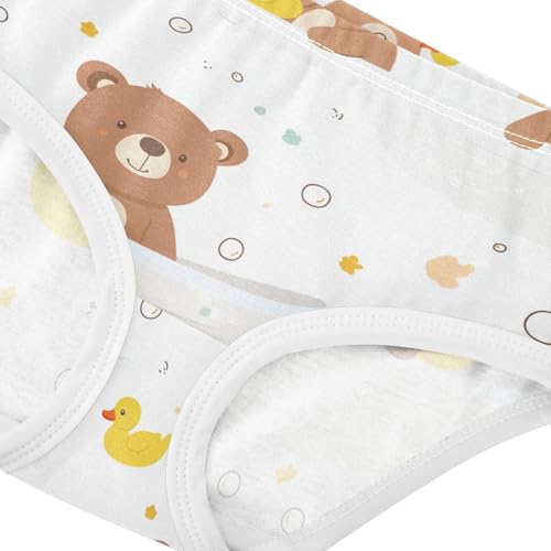 Wusikd Cute Brown Bears Girls' Underwear Cotton Ducks Girls Briefs Soft Toddler Underwear 2T4