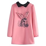 Richie House Girls' Pullover with Rabbit Print and Polka Dot Collar RH1433