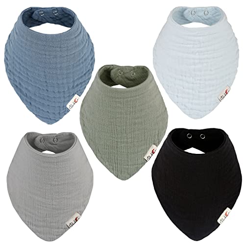 Image of Bedeca Muslin Baby Bibs, 100% Organic Cotton Baby Bandana Drool Bibs for Boy and Girls, Newborn Bib for Teething and Drooling