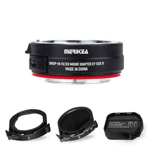 MERIKEA MR-EFTR-C VND Drop-in Filter Auto-Focus Mount Lens Adapter for Canon EF to EOSR with Variable ND Filter and UV Filter for EOS R R5 R6 RP R7 R10 C70 Cameras