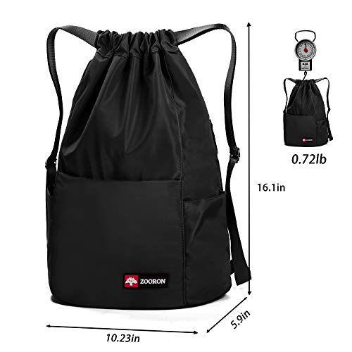 Zooron Waterproof Drawstring Gym Backpack Bag For Men & Women, Sport Gym Sack Mini Travel Daypack #TOP5