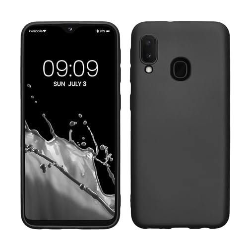kwmobile Case for Samsung Galaxy A20e Case - Soft Slim Metallic TPU Silicone Cover - Metallic Grey