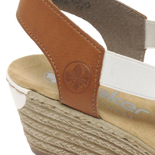 Image of Rieker 624H6 Fanni Women's Wedge Sandals - Lightweight, Comfortable and Supportive - Slip On Sandals with Cushioned Insole and High Wedge for Everyday Stylish Wear