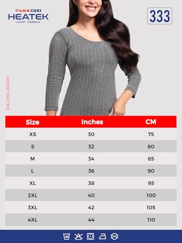 Image of Lux Cozi HEATEK Women's Ultra Soft Cotton 3 /4th Sleeves Thermal Top | Enhanced Flexibility | Deep Neck Ideal for Layering | Pack of 1