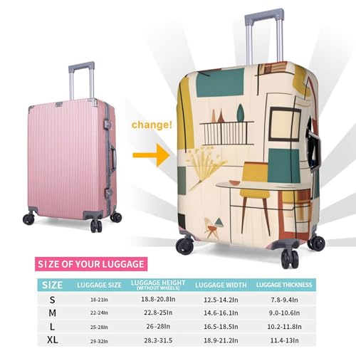 Mid Century Modern Luggage Cover,&^Suitcase Protector, Trolley Case Cover For X-Large Luggage, Suitcase Protector. 5