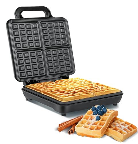 teesa 4 Waffeln Gofrera Belga, 1100 W, Negro