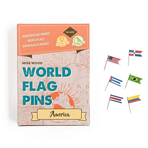 Miss Wood America Bandiere del mondo World Flag Pins, adesivo, Rosa, 15.6 x 11 x 2 cm