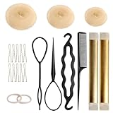 XRVRILE 21 Teiliges Haar Dutt Maker Set Duttkissen und Styling Werkzeug für Damen, DIY Haarnetz Dutt Hilfe Set für Ballett und Chignon, Haarschmuck für Mädchen und Frauen
