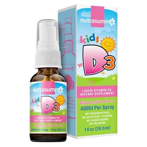 Nutrasumma Kids Vitamin D3 400 IU Spray Bubble Gum Flavor-1oz- Naturally High Absorption Rate Supports Bone Boosts Immune System Vitamin Supplement Cover