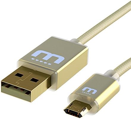 MicFlip Reversible Micro USB Cable Silver Gold Red Black 100cm 200cm 3ft 6ft for Galaxy S6 Edge S5 Note 5 LG HTC Nokia G3 G4 (Gold 20 cm / 8 Inch)