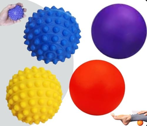 Kit 4 Bolas de Massagem Fisioterapia 5,5cm, 2 Lisas e 2 com Cravo...