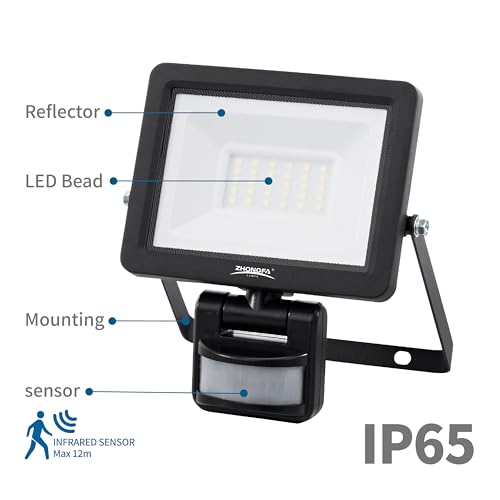 LED Floodlights Outdoor Security Motion Sensor Pir Mains Powered Lights (20W) - Image 3