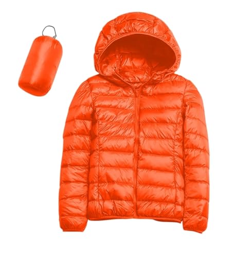 ZHIAN Chaqueta De Entretiempo Ligera For Mujer Con Capucha, Chaqueta De Entretiempo For Mujer, Chaqueta Acolchada, Calidez, Ocio, Chaqueta Informal For Exteriores(Orange,XL)
