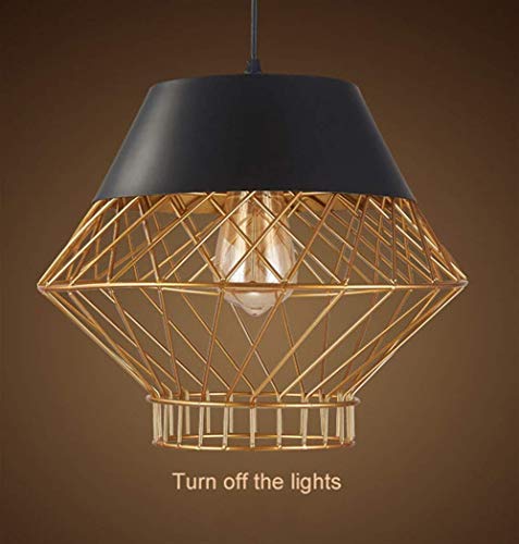 Suspension industrielle en fer rétro forme cage d'oiseau avec douille de lampe E27 - 3
