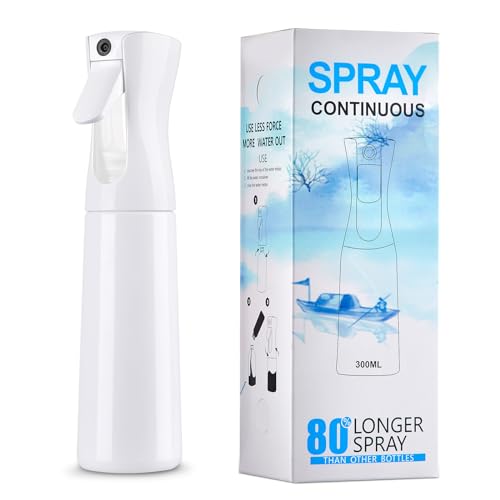 Creamify Pulverizador Agua Peluqueria-300ml Frascos,Botella Spray Continuo Niebla Fina para Cabello, Solución de Limpieza,Plantas(Blanco)