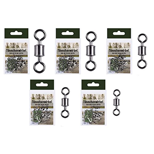Zite Fishing Tönnchenwirbel Set 100 STK - Angelwirbel als Schnurverbinder mit hoher Tragkraft – Verbindungswirbel Hauptschnur & Vorfach