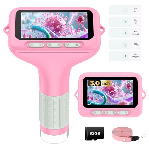 Digitales Mikroskop Für Kinder 6-12 Jahre – 4K Bildschirm, 20x-1000x Vergrößerung, USB, Inkl. 32GB Karte & EVA-Koffer