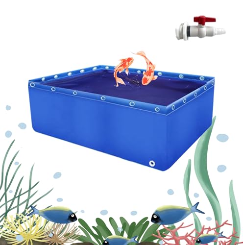 or Koi Fish Pond Liner 0.6x0.8x1mTear Resistant Water Tank for Red Fish Selfsupporting Aquaculture Basin with Drain ValveIdeal for or Ponds