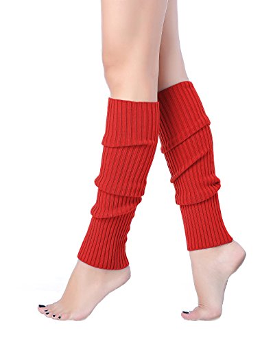 V28 Women Juniors 80s Eighty's Ribbed Leg Warmers for Party Sports (Red &)