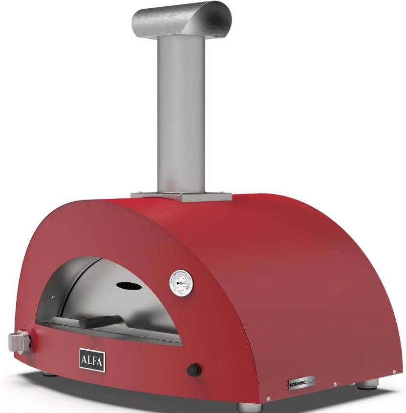 Alfa Moderno 2 Pizze Natural Gas Pizza Oven - Antique Red - FXMD-2P-MROR-U