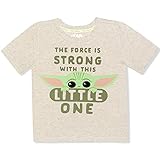 STAR WARS Baby Yoda Boy's Short Sleeve Tee Shirt, Printed Shirt for Toddlers, Beige, Size 3T