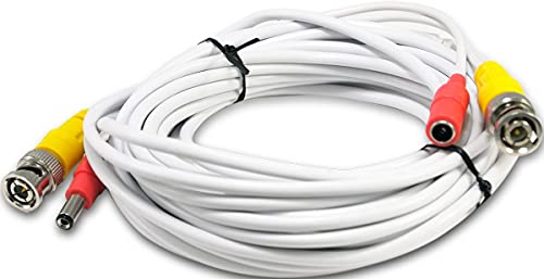 Evertech 25 Feet White Bnc Video And Power Ready Plug And Play Siamese Cable For Cctv Surveillance Security Camera System #TOP4