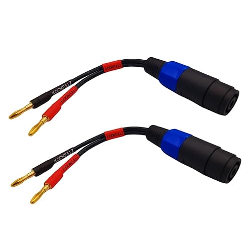 Miniatura 5 de Cable de altavoz tipo banana de 0.157 in de 12 AWG a conector hembra Speakon, adaptador de altavoz para monitores de escenario, altavoz doméstico,