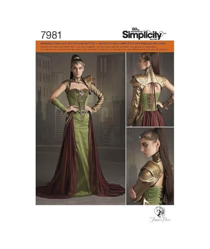 Simplicity 6–8-10–12–14 Patron de Costume Fantasy Ranger pour Patron de Couture, Blanc