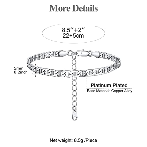 Image of FOCALOOK 14K Gold Plated Anklets for Women Waterproof Plus Size Ankle Bracelet 8.5-10.5 Inch Adjustable Mariner /Figaro /Flat Snake /Cuban Link Chain Anklet Jewelry for Summer Beach Holiday